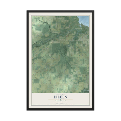 Map of Eileen, Wisconsin, 12 x 18 inch print in a black wood frame