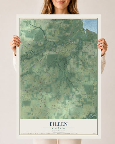 Map of Eileen, Wisconsin, 24 x 36 inch unframed archival matte print