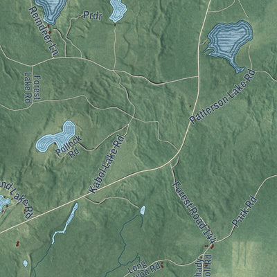 Close-up of the map of Eisenstein, Wisconsin print showing street and building detail