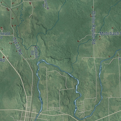Second close-up of the map of Eisenstein, Wisconsin print showing more streets and buildings