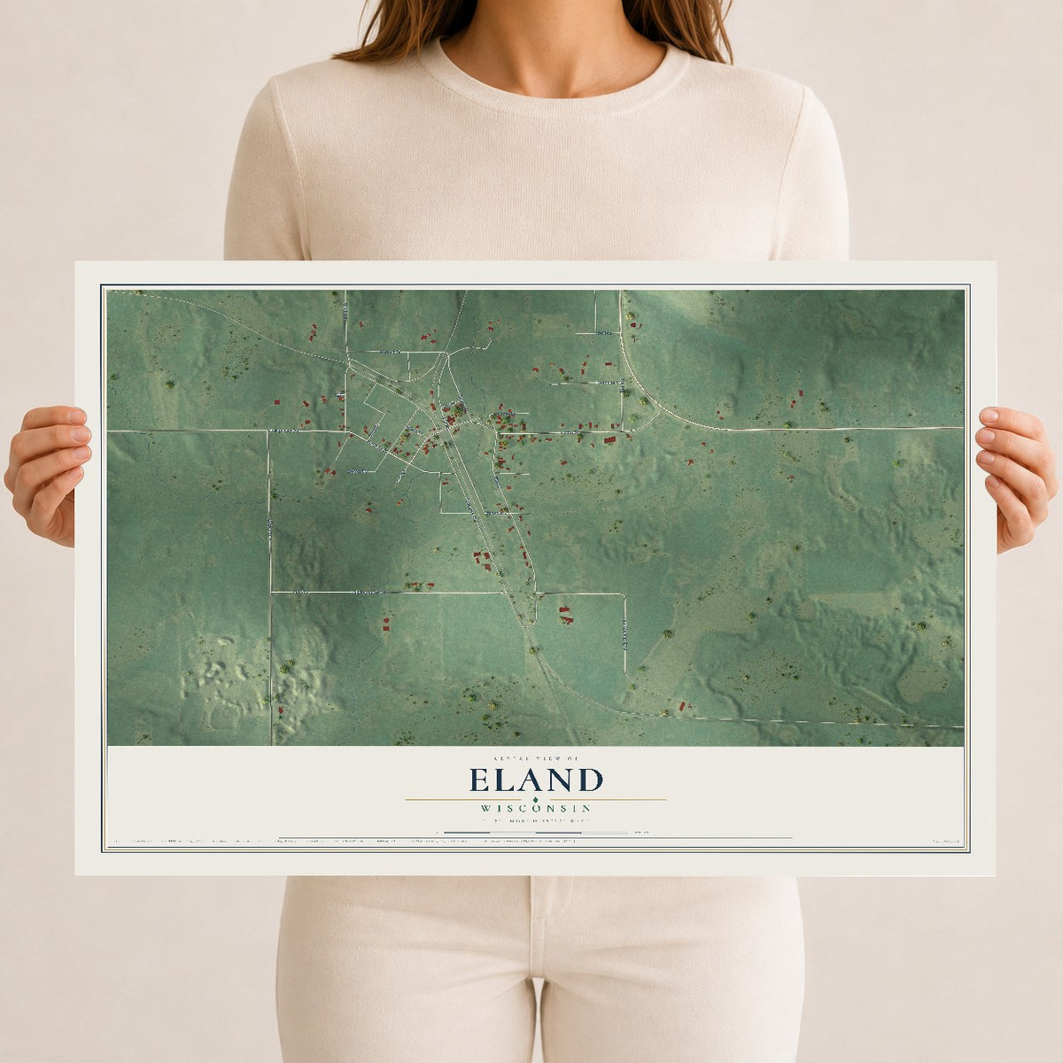 Map of Eland, Wisconsin, 12 x 18 inch unframed archival matte print