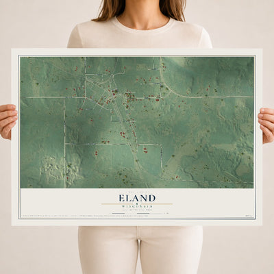 Map of Eland, Wisconsin, 18 x 24 inch unframed archival matte print