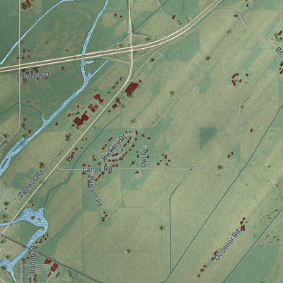 Close-up of the map of Elba, Wisconsin print showing street and building detail