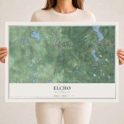 Map of Elcho, Wisconsin, 18 x 24 inch unframed archival matte print