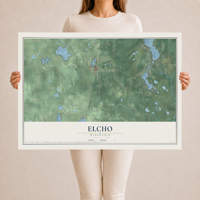 Map of Elcho, Wisconsin, 24 x 36 inch unframed archival matte print