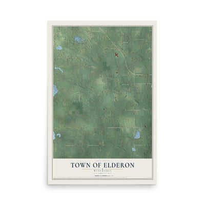 Map of the Town of Elderon, Wisconsin, 12 x 18 inch unframed archival matte print