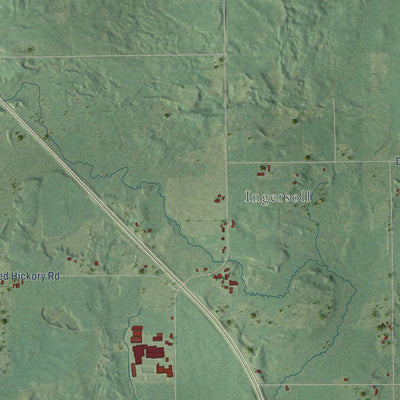 Second close-up of the map of the Town of Elderon, Wisconsin print showing more streets and buildings