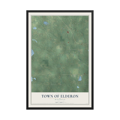 Map of the Town of Elderon, Wisconsin, 12 x 18 inch print in a black wood frame