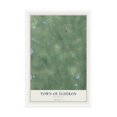 Map of the Town of Elderon, Wisconsin, 12 x 18 inch print in a white wood frame