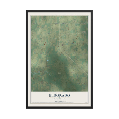 Map of Eldorado, Wisconsin, 12 x 18 inch print in a black wood frame