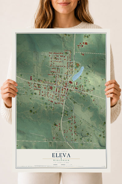 Map of Eleva, Wisconsin, 18 x 24 inch unframed archival matte print
