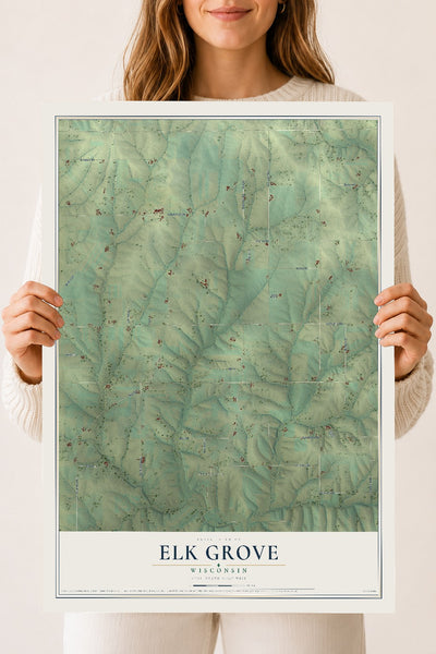 Map of Elk Grove, Wisconsin, 18 x 24 inch unframed archival matte print