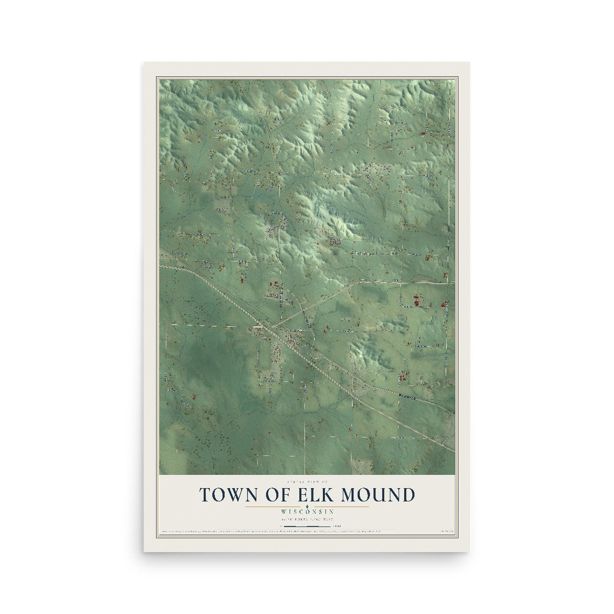 Map of the Town of Elk Mound, Wisconsin, 12 x 18 inch unframed archival matte print