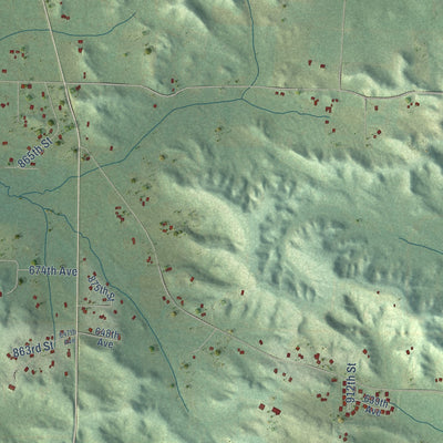 Close-up of the map of the Town of Elk Mound, Wisconsin print showing street and building detail