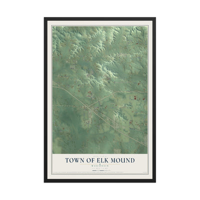 Map of the Town of Elk Mound, Wisconsin, 12 x 18 inch print in a black wood frame