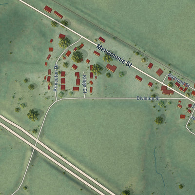 Second close-up of the map of Elk Mound, Wisconsin print showing more streets and buildings