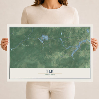 Map of Elk, Wisconsin, 12 x 18 inch unframed archival matte print