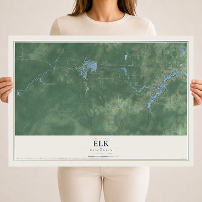 Map of Elk, Wisconsin, 18 x 24 inch unframed archival matte print