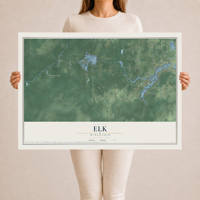 Map of Elk, Wisconsin, 24 x 36 inch unframed archival matte print