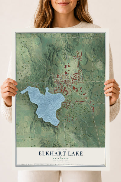 Map of Elkhart Lake, Wisconsin, 18 x 24 inch unframed archival matte print