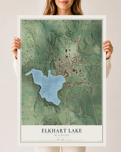 Map of Elkhart Lake, Wisconsin, 24 x 36 inch unframed archival matte print