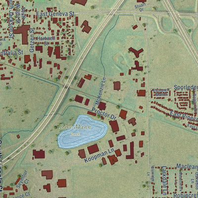 Second close-up of the map of Elkhorn, Wisconsin print showing more streets and buildings