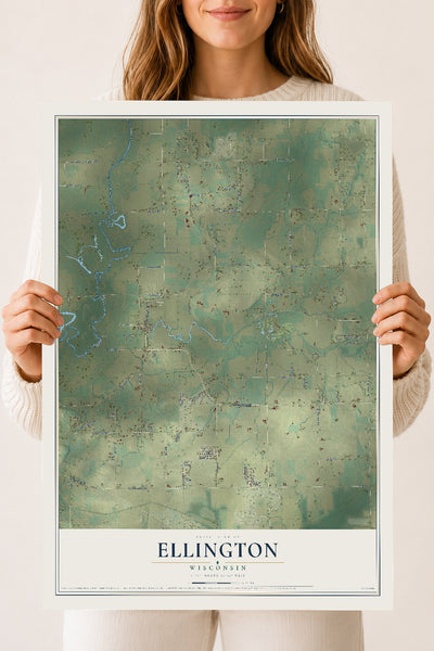 Map of Ellington, Wisconsin, 18 x 24 inch unframed archival matte print