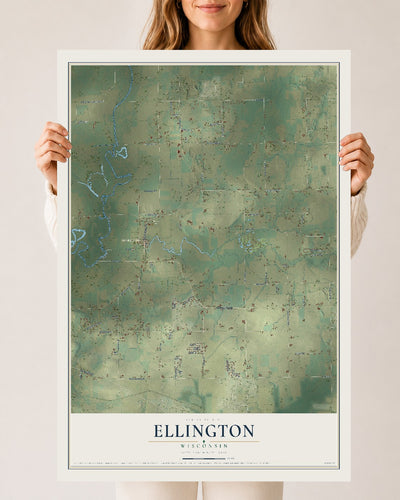 Map of Ellington, Wisconsin, 24 x 36 inch unframed archival matte print
