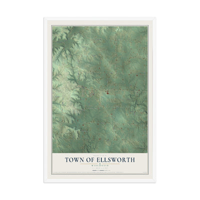 Map of the Town of Ellsworth, Wisconsin, 12 x 18 inch print in a white wood frame