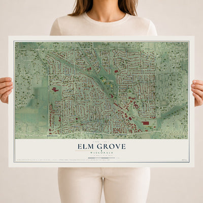 Map of Elm Grove, Wisconsin, 18 x 24 inch unframed archival matte print