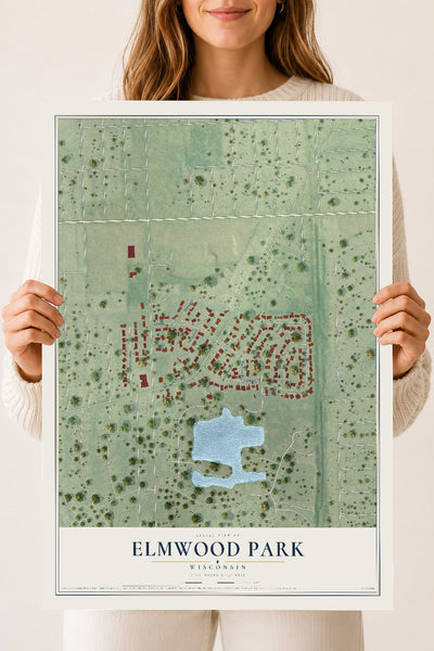 Map of Elmwood Park, Wisconsin, 18 x 24 inch unframed archival matte print