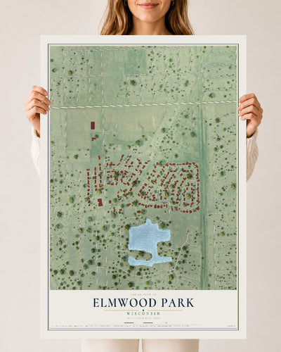 Map of Elmwood Park, Wisconsin, 24 x 36 inch unframed archival matte print