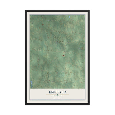 Map of Emerald, Wisconsin, 12 x 18 inch print in a black wood frame