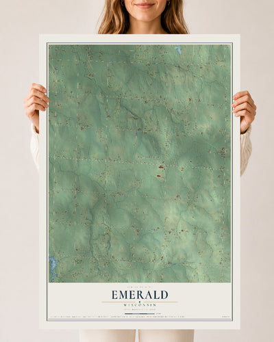 Map of Emerald, Wisconsin, 24 x 36 inch unframed archival matte print