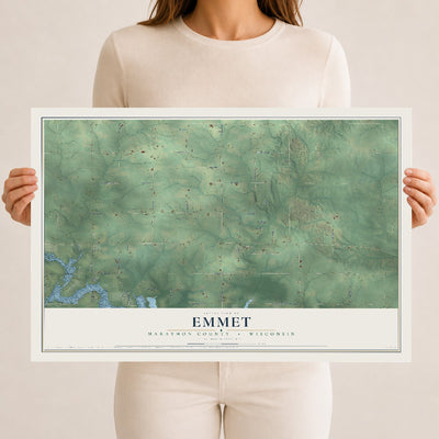 Map of Emmet, Marathon County, Wisconsin, 12 x 18 inch unframed archival matte print