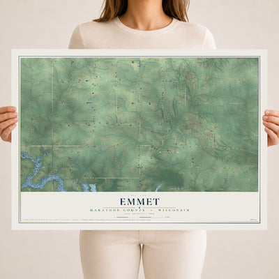Map of Emmet, Marathon County, Wisconsin, 18 x 24 inch unframed archival matte print