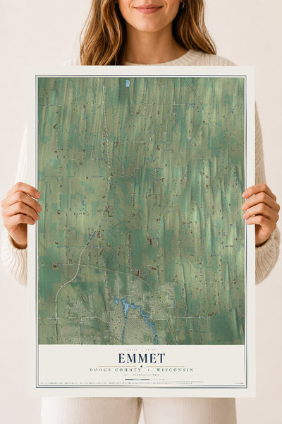 Map of Emmet, Dodge County, Wisconsin, 18 x 24 inch unframed archival matte print