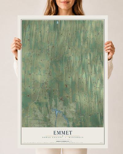 Map of Emmet, Dodge County, Wisconsin, 24 x 36 inch unframed archival matte print