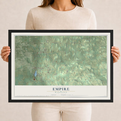Map of Empire, Wisconsin, 12 x 18 inch print in a black wood frame