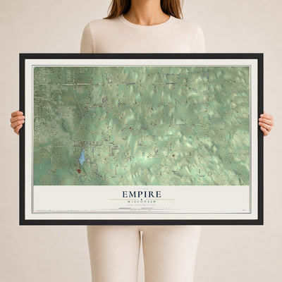 Map of Empire, Wisconsin, 24 x 36 inch print in a black wood frame