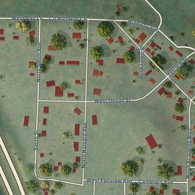 Second close-up of the map of Endeavor, Wisconsin print showing more streets and buildings