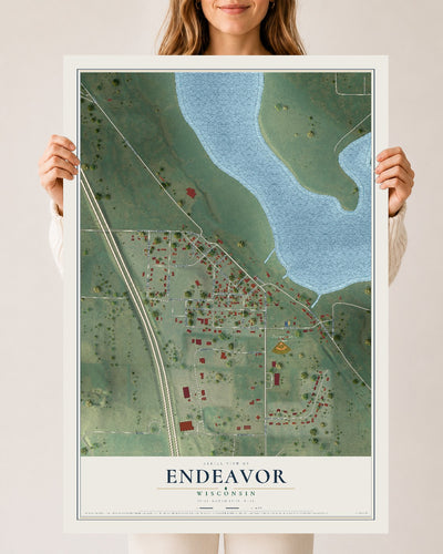 Map of Endeavor, Wisconsin, 24 x 36 inch unframed archival matte print