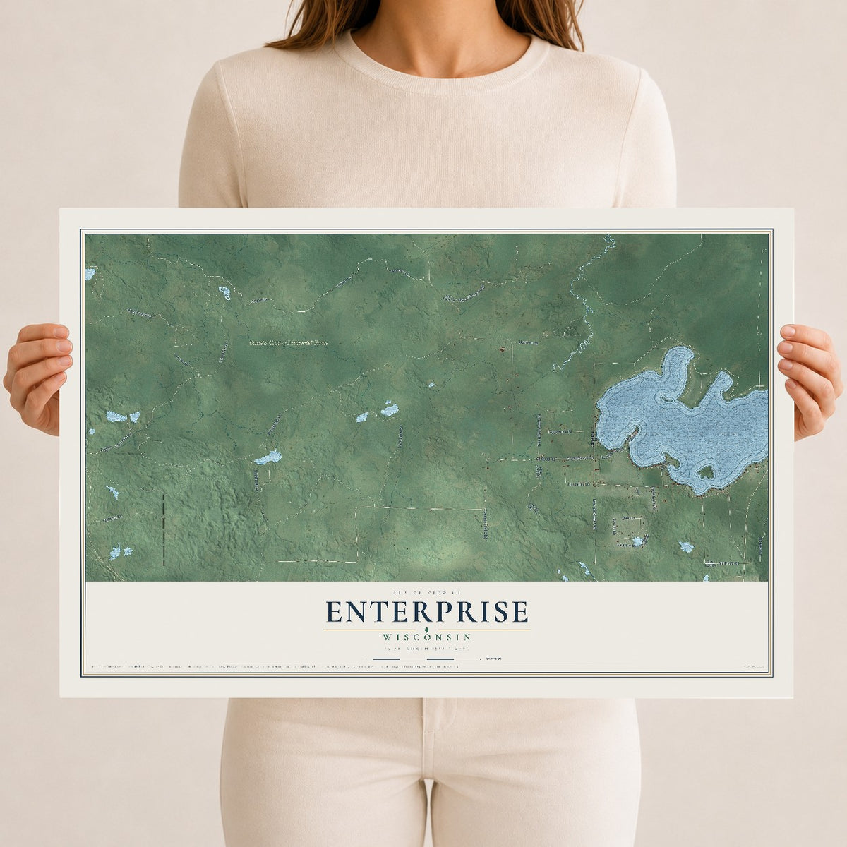 Map of Enterprise, Wisconsin, 12 x 18 inch unframed archival matte print