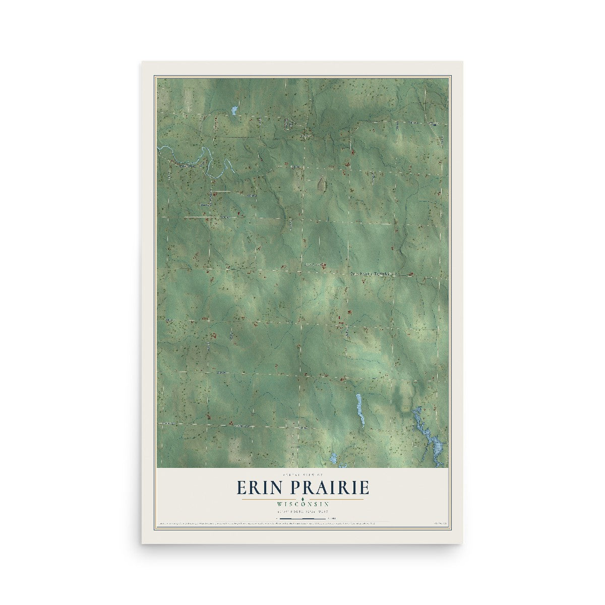 Map of Erin Prairie, Wisconsin, 12 x 18 inch unframed archival matte print