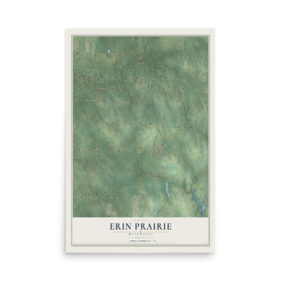 Map of Erin Prairie, Wisconsin, 12 x 18 inch unframed archival matte print