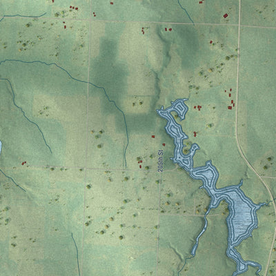 Close-up of the map of Erin Prairie, Wisconsin print showing street and building detail