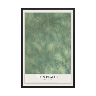 Map of Erin Prairie, Wisconsin, 12 x 18 inch print in a black wood frame