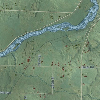 Second close-up of the map of Estella, Wisconsin print showing more streets and buildings