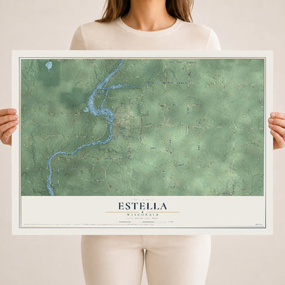 Map of Estella, Wisconsin, 18 x 24 inch unframed archival matte print