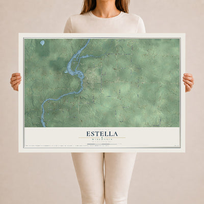 Map of Estella, Wisconsin, 24 x 36 inch unframed archival matte print